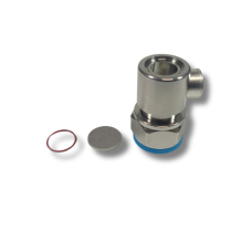 4.3-10 Male Right Angle Coaxial Connector, Solder Center Body for 3/8" Superflex Cable