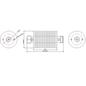 4.3-10 Female to 4.3-10 Male Attenuator, 3dB 40 Watt
