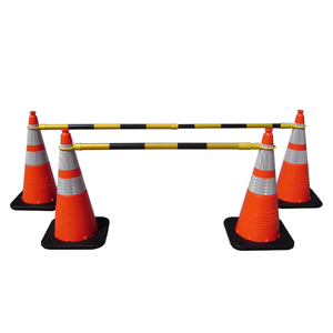 Cone Bar, 4' - 6' Adjustable ABS Black w/ Yellow Engineer Grade Reflective Sheeting