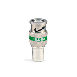 Belden: 6G-SDI 1-Piece BNC HD Compression Connector for 1694A/RG6 Cable - Green Band - 50 Pack