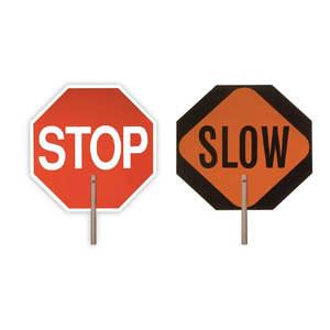 TrafFix: Vizcon 18" Stop/Slow Paddle Sign, Wooden Handle, Engineer Grade Reflective