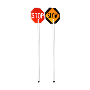 TrafFix: Vizcon 18" Stop/Slow Paddle Sign, 5' PVC Handle, High Intensity Reflective
