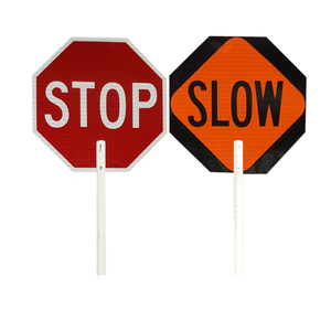 TrafFix: Vizcon 24" Stop/Slow Paddle Sign, 8" PVC Handle, Engineer Grade Reflective