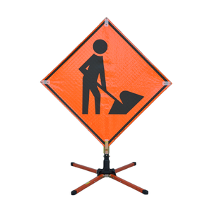 TrafFix: Single Spring Sign Stand w/ Step-N-Drop Telescoping Legs & Standard Latch Bracket Assembly
