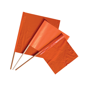 TrafFix: Safety Orange Vinyl Flag, 18"x18" with 3/4" dia. x 36" Wood Dowel - Pack of 100