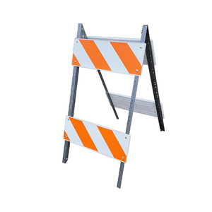 TrafFix Devices: Type II Barricade, Plastic Panels & 14g Steel Legs w/ EG Sheeting 8" x 24" Top Panels, 8" x 24" Bottom Panels