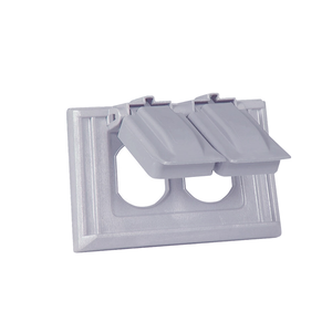 1-Gang Duplex Device Cover, Horizontal, Weatherproof, Gray