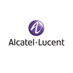 Alcatel-Lucent logo on a plain white background, featuring a purple circular emblem with a stylized white 'A' above the black text 'Alcatel • Lucent'.