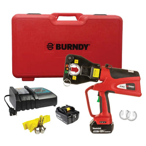 Burndy: 4-POINT 6T Dieless Battery Crimper, Guides, Hard Case, 5Ah Makita Batteries