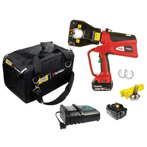 Burndy: 4-POINT 6T Dieless Battery Crimper, Guides, Pro Bag, 5Ah Makita Batteries