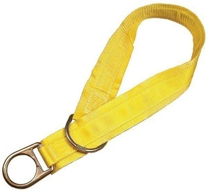 Yellow lanyard with metal clip on a white background