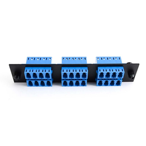 Fiber Instrument Sales: Adapter Plate 6-Pack LC Quad Singlemode Blue Adapters Loaded (24 Fibers) Black