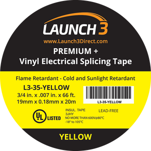Vinyl 35 Series Electrical Tape, Yellow, 3/4" x 66'