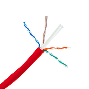 CAT6 Red Cable, Riser, 23 AWG, 4 Pair, Shielded, Per Foot