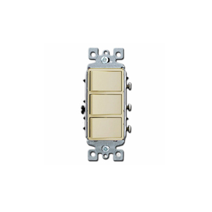 Three Single Pole Switches, Rated 15A, 120-277V AC, Ivory