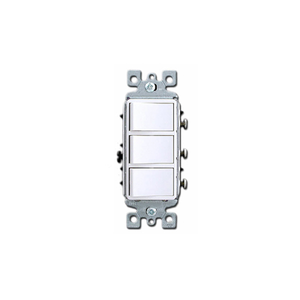 Three Single Pole Switches, Rated 15A, 120-277V AC, White