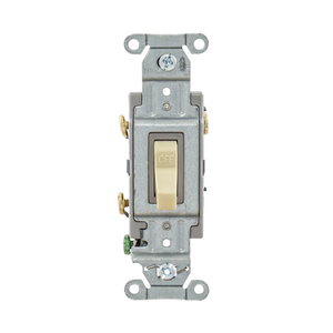 Double Pole Toggle Switch, Rated 20A, 120-277V AC, Ivory
