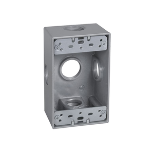 2" Deep, 5 Side Outlets with 1/2" Hole Size, 1 Gang, Gray, W