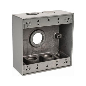 2" Deep, 5 Outlets with 3/4" Hole Size, 2 Gang, Gray, Box We