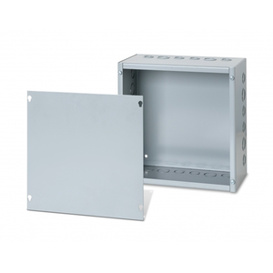 6"H x 6"W x 6"D NEMA 1 Screw-Cover Galvanized Steel Enclosure, ANSI 61 Gray, No Knockouts, No Panel Provisions