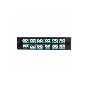 LC/UPC Duplex Multimode Adapter Panel (Black) for 24 Fibers (12 Duplex Adapters), Aqua Adapters, OM3, 10GB