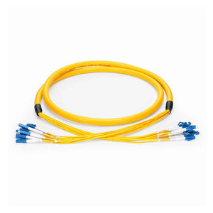 RF Industries: LC/UPC to LC/UPC, 24 Fibers (with 36in 900um Breakout Length), Indoor, Singlemode, Yellow, Simplex, OFNP, 15 Meters