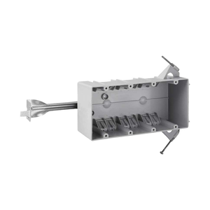 4-Gang PVC Nail On New Work Box with Hangbar, 55 cu in, 3.71