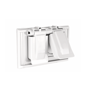 1-Gang Duplex Device Cover, Horizontal, Weatherproof, White