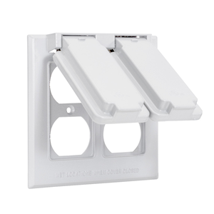 2-Gang Duplex Device Cover, Weatherproof, White
