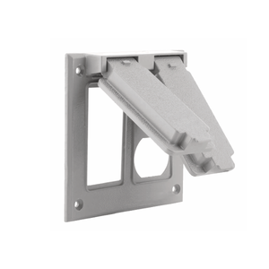 2-Gang One GFCI & Duplex Device Cover, Weatherproof, Gray