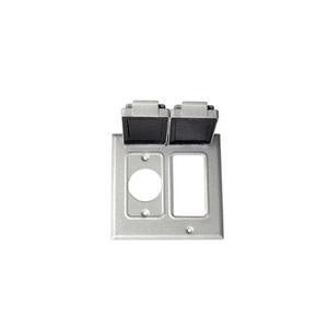 2-Gang GFCI, One Switch or S/R Device Cover, Weatherproof, Gray