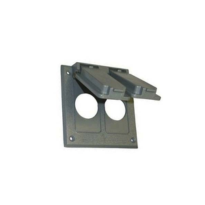 2-Gang Two Switches or S/R Device Cover, Weatherproof, Gray
