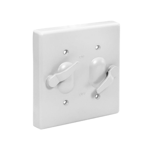 2-Gang Two Lever Device Cover, Weatherproof, White