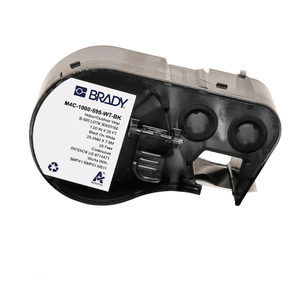 Brady: All-Weather Vinyl Labels 1 in W x 25ft Black on White