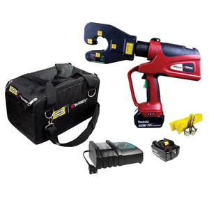 Burndy: 4-POINT 6T Dieless C-Head Battery Crimper, Pro Bag, 5Ah Makita Batteries