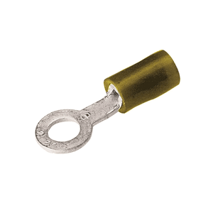 Burndy: Copper Terminal, Ring Tongue, 12-10 AWG, #8-#10 Stud, 600 Volts Max., Nylon Insulated, Funnel Entry, Tin Plated