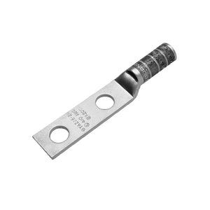 Burndy: 4/0 AWG Cu Lug, 2 Hole, 1/4" Stud, 5/8" Spacing, Long Barrel, Narrow Tongue, With Window