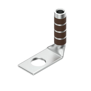 Burndy: #2 Lug, 1 Hole, 1/4" Stud, Long Barrel, 90 Degree, With Window