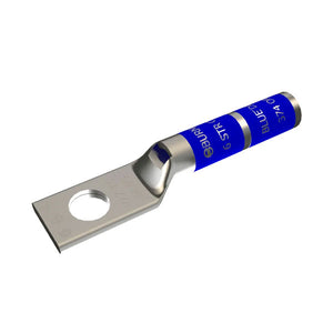 Burndy: #6 Lug, 1 Hole, 3/8" Stud, w/ Window, Long Barrel