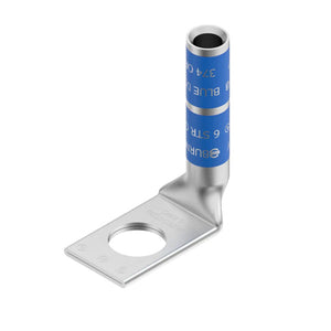Burndy: 6 AWG Lug, 1 Hole, 3/8" Stud, Long Barrel, 90 Degree, With Window