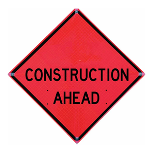 TrafFix: Vizcon Construction Ahead Roll Up Sign, 36x36 Non Reflective