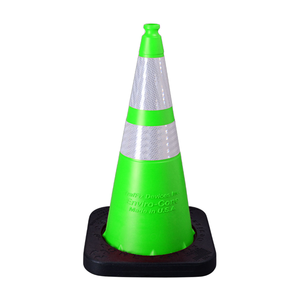 TrafFix Devices: Lime Enviro Cone, 28" w/ 10lb Base, (1) 6" & (1) 4" 3M Reflective (3310) Collars