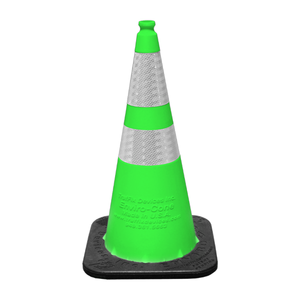 TrafFix Devices: Lime Enviro Cone, 28" w/ Base, (1) 6" & (1) 4" 3M Reflective (3310) Collars