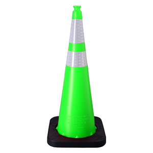TrafFix Devices: Lime Enviro Cone, 36" w/ 10lb Base, (1) 6" & (1) 4" 3M Reflective (3310) Collars