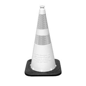 TrafFix Devices: White Enviro Cone, 28" w/ Base, (1) 6" & (1) 4" 3M Reflective (3310) Collars