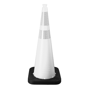 TrafFix Devices: White Enviro Cone, 36" w/ 10lb Base, (1) 6" & (1) 4" 3M Reflective (3310) Collars