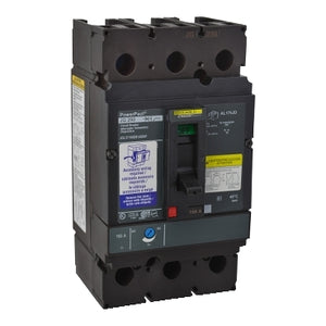 Square D: Circuit breaker, PowerPacT J, 150A, 3 pole, 500VDC, 20kA, lugs, thermal magnetic, 80%, aux, shunt