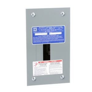 Square D: Load center, Homeline, 1 phase, 2 spaces, 4 circuits, 70A fixed main lugs, NEMA1, flush cover, consumer pack
