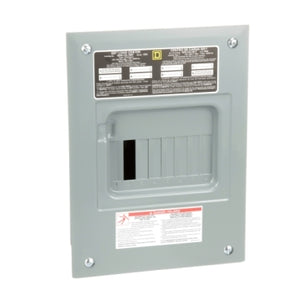 Square D: Load center, QO, 1 phase, 6 spaces, 12 circuits, 100A fixed main lugs, NEMA1, flush cover