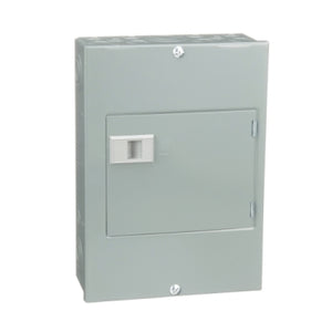Square D: Load center, QO, 1 phase, 6 spaces, 12 circuits, 100A fixed main lugs, NEMA1, door surface cover